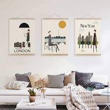 Get exclusive offers, see your order history, create a wishlist and more! Vintage London Paris New York Posters Prints Nordic Style Home Decor Scroll Wall Art Pictures City Wooden Framed Canvas Painting Frames For Canvas Paintings Scroll Wall Art Wall Art Pictures