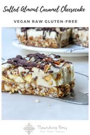 A Raw Vegan And Gluten Free Cheesecake With Salted Date Caramel Salted Almonds Kahn Rawfd Rawfoodrec In 2020 Gluten Free Cheesecake Raw Vegan Desserts Raw Cheesecake