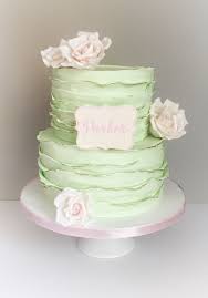 Mint Green And Pink Ruffles Baby Shower Cake Baby Shower Cakes Mint Baby Shower Mint Green Baby Shower