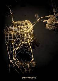 San Francisco Poster By Retina Creative Displate Compass Rose Art City Map Wall Art Metal Posters