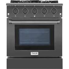 User rating, 4 out of 5 stars with 81 reviews. Thor Kitchen 4 2 Cu Ft Single Oven Gas Range In Black Stainless Steel Hrg3080 Bs The Home Depot Gas Oven Black Stainless Steel Gas Range
