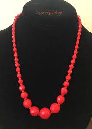 Vintage Red Glass Bead Necklace Faceted Graduated Bohemian Etsy Beaded Necklace Glass Bead Necklace Glass Beads