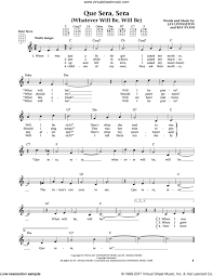 Maybe you would like to learn more about one of these? Livingston Que Sera Sera Whatever Will Be Will Be From The Daily Ukulele Arr Liz And Jim Beloff Sheet Music