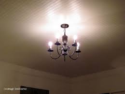 She Re Did Her Popcorn Ceilings With Beadboard Wallpaper Beadboard Ceiling Beadboard Wallpaper Beadboard