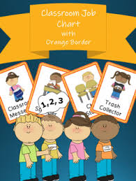 classroom job chart with orange border