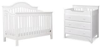 3 In 1 Convertible Crib Set With Matching Changing Table Dresser In White Transitional Kids Bedroom Furniture Sets By Homesquare