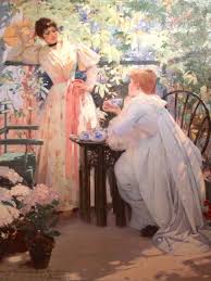 Mary Fairchild Macmonnies 1858 1946 Between Neighbors Five O Clock Tea And Tea Al Fresco Detail 1891 Oil Night Garden Garden Pictures Art Photography
