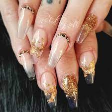 For this shape, the stylist tapers the sides and then squares off the tips. Coffin Nails Ideas For Enchanting Look Naildesignsjournal Com Gold Acrylic Nails Coffin Nails Designs Coffin Shape Nails