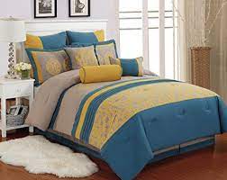 Maybe you would like to learn more about one of these? 13 Piece King Carlton Yellowbluetaupe Bed In A Bag Set Want Additional Info Click On The Image Yellow Bedding Sets Blue And Yellow Bedding Yellow Bedding