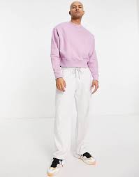 Asos Design Oversized Heavyweight Cropped Sweatshirt In Purple Asos