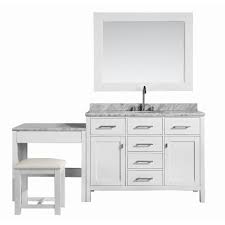 Attractive bathroom vanities with makeup table also vanity combo. Design Element London 48 In W X 22 In D Vanity In White With Marble Vanity Top In Carrara White Mirror And Makeup Table Dec076c W Mut W The Home Depot