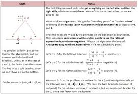 Solving Rational Inequality With Sign Chart Rational Function Quadratics Math Notes