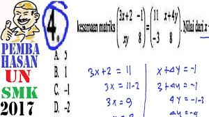 39+ contoh soal nilai x dan y yang memenuhi persamaan matriks.pembahasan masih tentang kesamaan dua buah matriks ditambah tentang materi bentuk pangkat, mulai dari persamaan yang lebih mudah dulu: Contoh Latihan Soal Soal Matematika Tentang Kesamaan Matriks