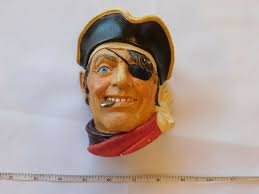 The Pirate” Chalkware Head- Legend Products- England 1985 Signed F. Wright 