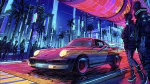 Hd cars & motos wallpapers and backgrounds more in wallpaper for you hd wallpaper for desktop & mobile, check it out. Cyberpunk Night City Porsche Sports Car Wallpaper 4k 8 3218