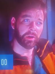 Thomas riker pulling the fake sideburns off. I mean ... why not spend two  weeks growing the rest of the beard. Or why not just show up as is. Like if  Will