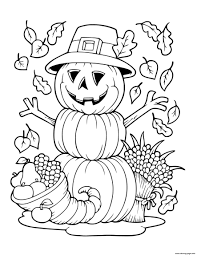 *free* shipping on qualifying offers. Thanksgiving Scarecrow Pumpkin Cornucopia Harvest Coloring Pages Printable
