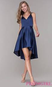 High Low V Neck Navy Blue Party Dress Navy Prom Dresses Blue Party Dress Navy Blue Formal Dress