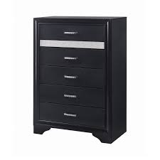 It's simple, unfettered lines and spacious drawers are a. Miranda 5 Drawer Chest Black And Rhinestone Coaster Fine F