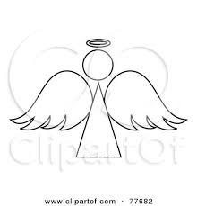 Angel black and white clipart. Royalty Free Rf Clipart Illustration Of A Black And White Angel Printable Stencil Patterns Clip Art Angel Images