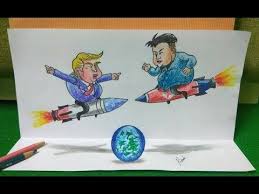 World War 3 Kim Jong Vs Trump Best 3d Cartoon Drawing Misile Attac Cartoon Drawings Drawings 3d Cartoon