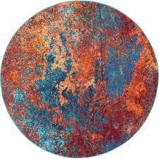 Bayport Teppich In Blau Orange Rot Bloomsbury Market Teppichgrosse Rund 160 Cm Durchmesser Area Rugs Orange Area Rug Orange Rugs