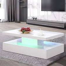 › grey coffee tables with storage. Modern Glossy Coffee Table W Led Lighting Contemporary Rectangle Design Living Room Furniture White Walmart Com Walmart Com