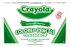 Crayola long barrel colored woodcase pencils: Crayola Colored Pencil Classpack With 12 Sharpeners Assorted Colors Set Of 240