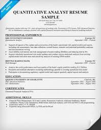 Quantitative Analyst Resume Sample Resume Public Job