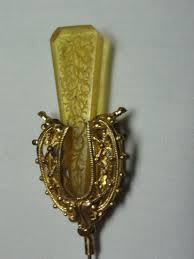 Collectible Hat Pins Vintage Hat Pin Carved Apple Juice Lucite Elongated Triangle Set In Hat Pins Hats Vintage Antique Hats