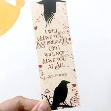 Kaz Brekker Bookmark Inej Quote Six Of Crows Bookmark Etsy Six Of Crows Crow Crow Books
