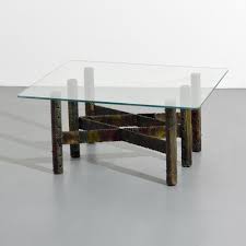 Wonderful asymmetric golden trash metal coffee table in the manner of paul evans on a tripod iron base, probably france, 1960. Paul Evans Coffee Table Sold At Auction On 2nd May Bidsquare