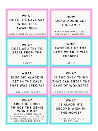 Dec 30, 2020 · here are 100 fun movie trivia questions with answers, covering disney movies, horror films, and even '80s movies trivia. Aladdin Movie Trivia Quiz Free Printable The Life Of Spicers