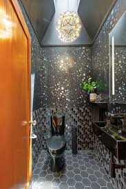 Hazel and brown design company charming white and blue bathroom features walls clad in white and blue wallpaper and white lower wall tiles. Best 60 Modern Bathroom Design Photos And Ideas Dwell