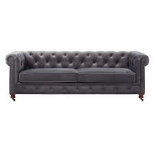 Noble House Somerville Traditional Tufted Dark Gray Fabric Chesterfield Loveseat Sofa With Studded Accents 53390 The In 2020 Grey Velvet Sofa Best Leather Sofa Sofa