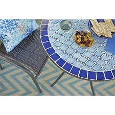 Shop Garden Treasures Pelham Bay Tile Top Black Round Patio Bistro Table At Lowes Com Round Outdoor Dining Table Outdoor Dining Table Mosaic Table