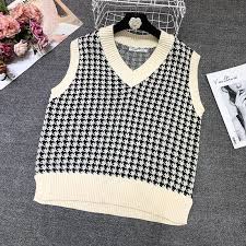 Sort by popularity sort by name sort by shaoxing keqiao keli import and export co., ltd. Queen S Den Houndstooth Knit Vest Yesstyle