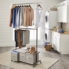 Clothes rack with drawers add more value to your closet by making it organized and enable you to access everything with ease. Better Homes Gardens 2 Tier Garment Rack With 3 Drawer Closet Organizer Gray Walmart Com Garment Racks Clothing Rack Closet Organization