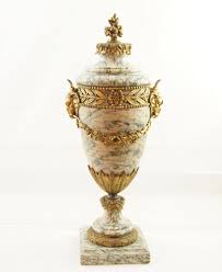 French Marble Urn Decorated W Gilt Bronze Ormolu Stone Vase Urn Bronze