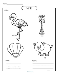 Color Pink Printable Color Trace And Write Color Worksheets For Preschool Preschool Colors Color Worksheets