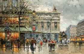 Cafe De La Paix Antoine Blanchard Oil Painting Reproduction Paris Painting French Paintings Paris Art