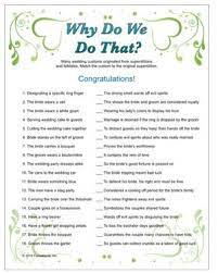 Read on for some hilarious trivia questions that will make your brain and your funny bone work overtime. Printable Why Do We Do That Wedding Traditions Game Bridal Shower Activities Printable Bridal Shower Games