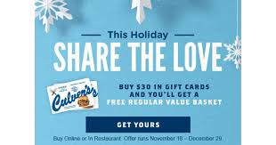 Our mission is to deliver unique and high quality cuisine at a great value for our community. Buy 30 Or More In Culver S Gift Card Get A Free Regular Value Basket Through 12 29 Mwfreebies