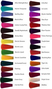 How To Dye Hair Crazy Colors Hair Dye Color Chart Manic
