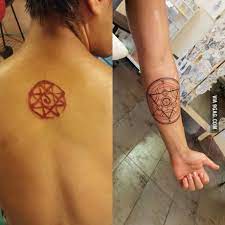 Logo cool anime symbol tattoos. Me And My Brother Got These Tattoos Today Anybody Recognize The Symbols Anime Tattoos Alchemy Tattoo Sleeve Tattoos