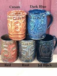 Michigan License Plate Mug Unique Pottery Coffee Mug Etsy Unique Pottery Pottery Mugs
