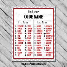 Code Name Chart Diy Birthday Party Games Birthday Party