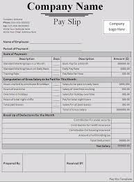 Editable Monthly Salary Slip Template Example With Table Format And Company Name At The Top Thogati Templates Payroll Template Word Template