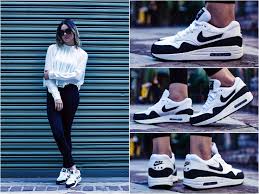 On Foot Look Nike Air Max 1 Essential White Black Nike Air Max Nike White And Black