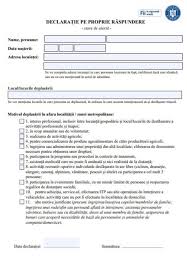 Mai multe localități din țară sunt în carantină, iar cetățenii din aceste localități vor avea nevoie de două tipuri de declarație, pentru a putea ieși din casă. DescarcÄƒ DeclaraÈ›ia Pe Propria RÄƒspundere Model Pentru Noiembrie 2020 Evenimentul Zilei